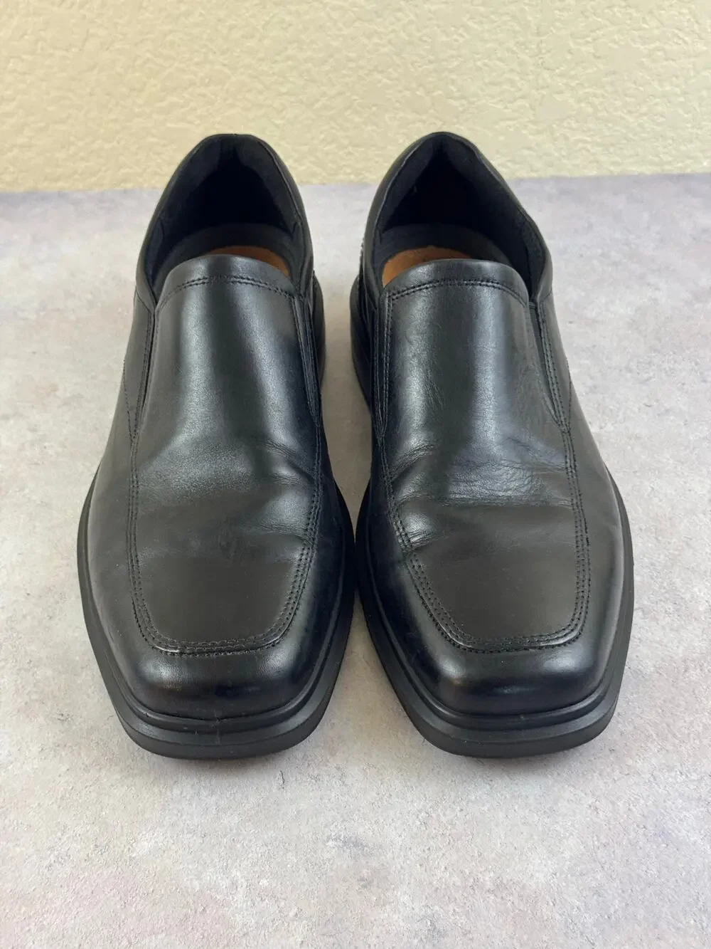 ECCO Helsinki 2 Men Black Leather Apron Toe Oxford Dress Shoes EU 43 US 9-9.5